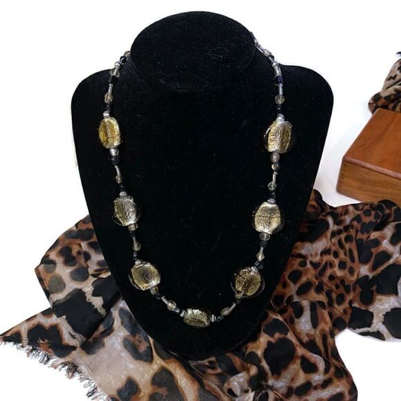 Vintage Brown/Black Stone with Multi Bead Necklace - Twisted Latch - Picture 1 of 4